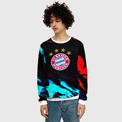 Свитшот мужской Бавария Мюнхен неоновый огонь, цвет: 3D-белый — фото 2