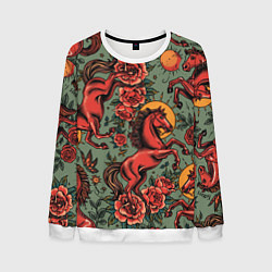 Мужской свитшот Красный конь и розы