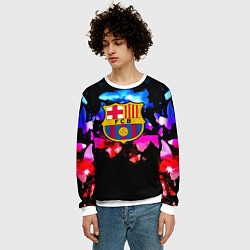 Свитшот мужской Барселона неоновые бабочки, цвет: 3D-белый — фото 2