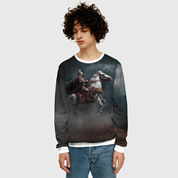 Свитшот мужской Всадник на фоне туч и пыли, цвет: 3D-белый — фото 2