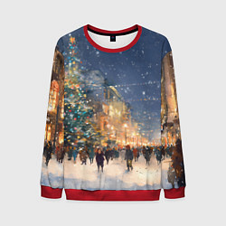 Свитшот мужской Новый год в Москве новогодняя елка, цвет: 3D-красный