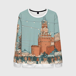 Свитшот мужской Праздничная атмосфера на новый год, цвет: 3D-белый