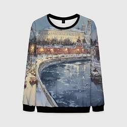 Свитшот мужской Новогодние праздники в Москве, цвет: 3D-черный