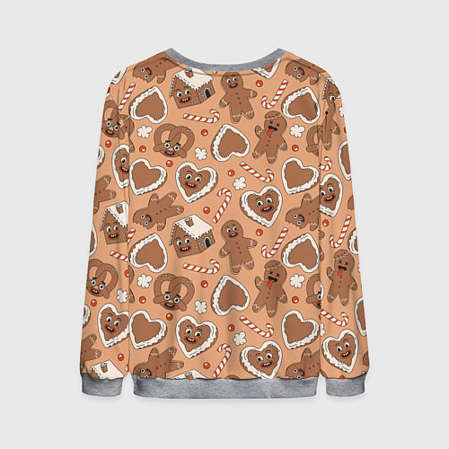 Мужской свитшот Паттерн с новогодним печеньем / 3D-Меланж – фото 2