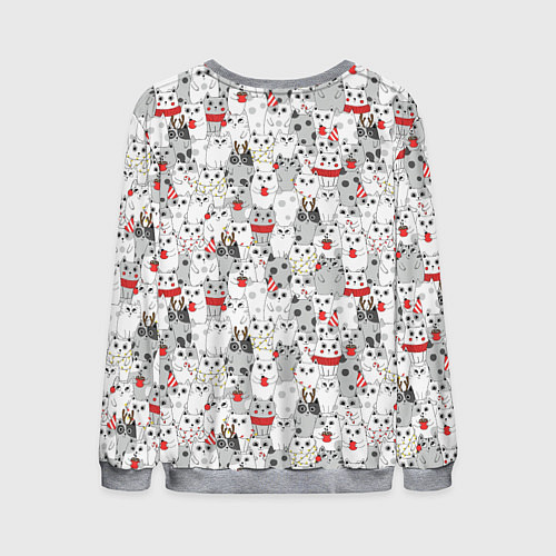 Мужской свитшот Новогодние котики / 3D-Меланж – фото 2