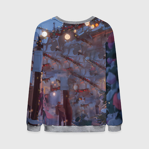 Мужской свитшот Лошадка наслаждается новым годом / 3D-Меланж – фото 2