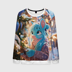 Мужской свитшот Синяя новогодняя лошадка