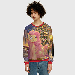 Свитшот мужской Милая пони и новый год, цвет: 3D-красный — фото 2