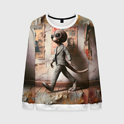 Свитшот мужской Пришелец в костюме в полосочку, цвет: 3D-белый