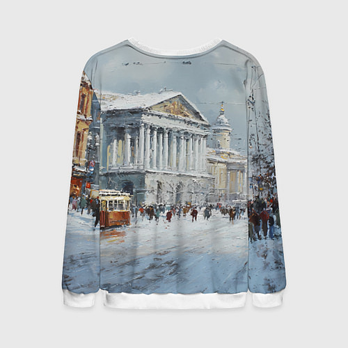 Мужской свитшот Зимний Питер красками / 3D-Белый – фото 2