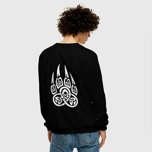 Мужской свитшот Суровый волк с холодным нордическим взглядом / 3D-Черный – фото 4