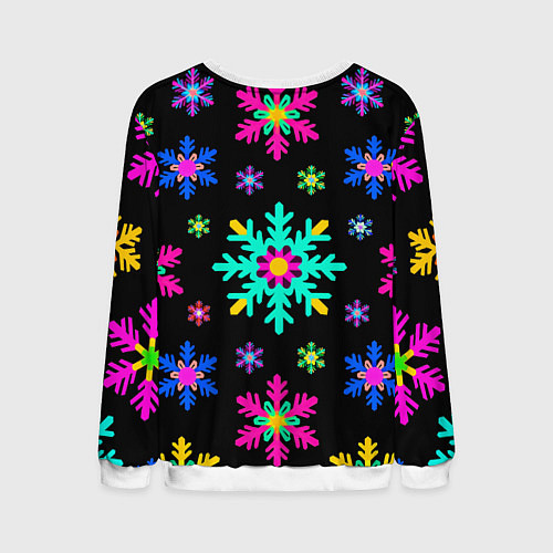 Мужской свитшот Снежинки ретро / 3D-Белый – фото 2