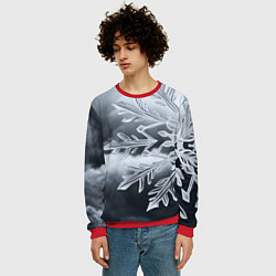 Свитшот мужской Снежинка на черно белое, цвет: 3D-красный — фото 2