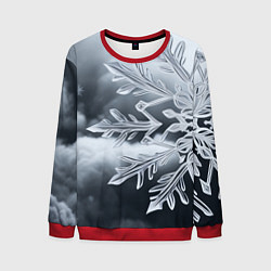 Свитшот мужской Снежинка на черно белое, цвет: 3D-красный