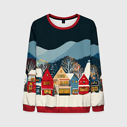 Мужской свитшот Новогодний городок в горах