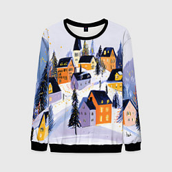 Мужской свитшот Новогодние домики на горе