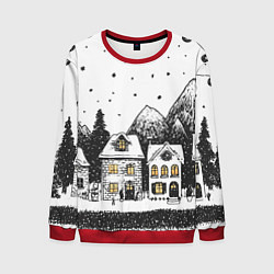 Мужской свитшот Черно-белый новогодний город