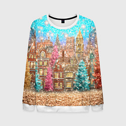 Мужской свитшот Новогодний город в блестках