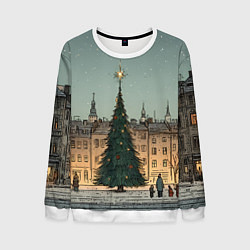 Мужской свитшот Новогодняя елка во дворе