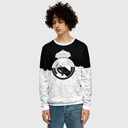 Свитшот мужской Реал Мадрид лого ночь текстура, цвет: 3D-белый — фото 2