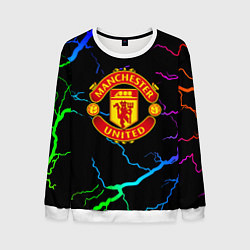 Свитшот мужской Манчестер Юнайтед неоновые молнии, цвет: 3D-белый