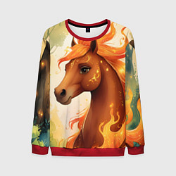 Свитшот мужской Милая огненная лошадь, цвет: 3D-красный