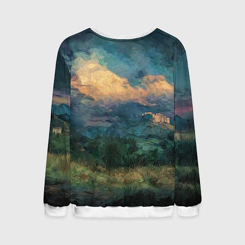 Мужской свитшот Конь маслом / 3D-Белый – фото 2