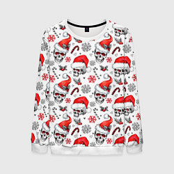 Свитшот мужской Новогодние черепа, цвет: 3D-белый