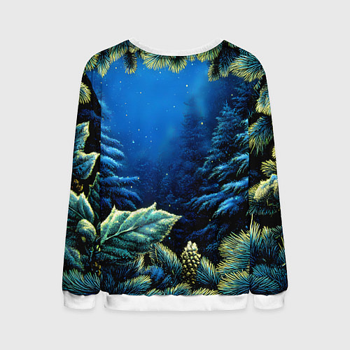 Мужской свитшот С новым годом - елочные ветки / 3D-Белый – фото 2