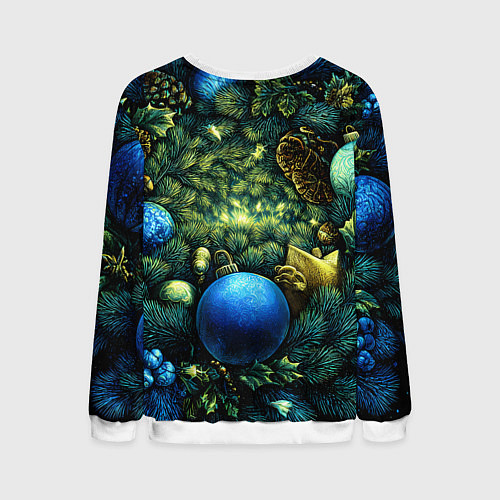 Мужской свитшот Новогодние шарики на елке / 3D-Белый – фото 2