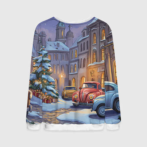 Мужской свитшот Новогодний снежный двор / 3D-Белый – фото 2