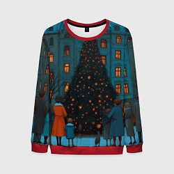 Мужской свитшот Люди встречают новый год во дворе