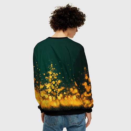 Мужской свитшот Новогодние елочки из боке / 3D-Черный – фото 4