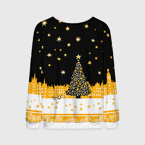 Мужской свитшот Новый год в черно-желтом стиле / 3D-Белый – фото 2