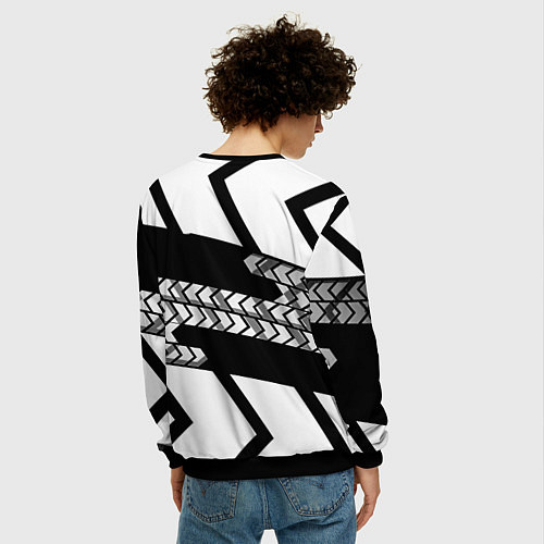 Мужской свитшот Реал Мадрид краски полосы / 3D-Черный – фото 4