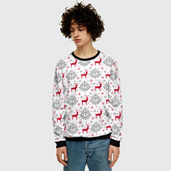 Свитшот мужской Олени среди елей, цвет: 3D-черный — фото 2