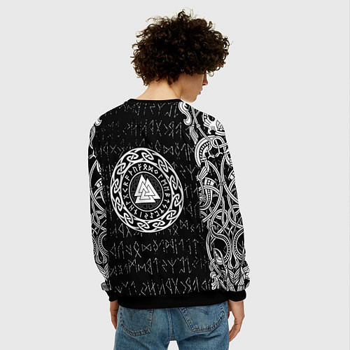 Мужской свитшот Волки воины с символикой / 3D-Черный – фото 4