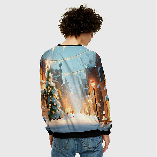 Мужской свитшот Новогодняя елочка / 3D-Черный – фото 4