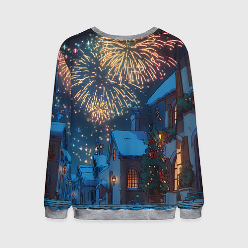 Мужской свитшот Праздничный новогодний салют / 3D-Меланж – фото 2