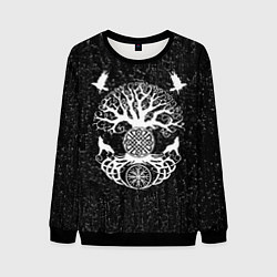 Мужской свитшот Волки и вороны Одина и древо мира