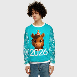 Свитшот мужской Голова лошадки, цвет: 3D-белый — фото 2