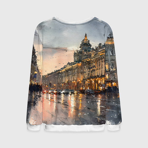 Мужской свитшот Санкт-Петербург - мокрый снег / 3D-Белый – фото 2