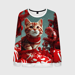 Мужской свитшот Рыжий кот - Новый год