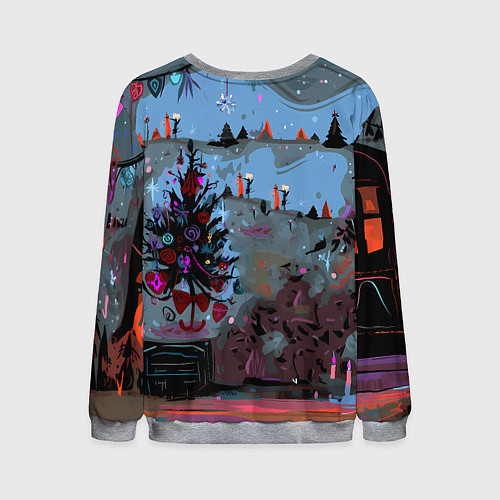 Мужской свитшот Кошка празднует Новый год / 3D-Меланж – фото 2
