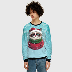 Свитшот мужской Новогодний мурлыка, цвет: 3D-черный — фото 2