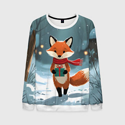 Мужской свитшот Лисичка с подарком зимой