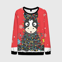 Мужской свитшот Лошадка в новогодних огоньках