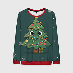 Мужской свитшот Новогодняя елочка с огоньками
