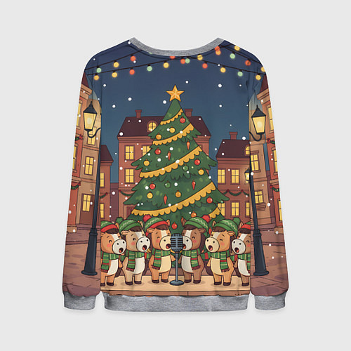 Мужской свитшот Новогодний хор лошадок / 3D-Меланж – фото 2