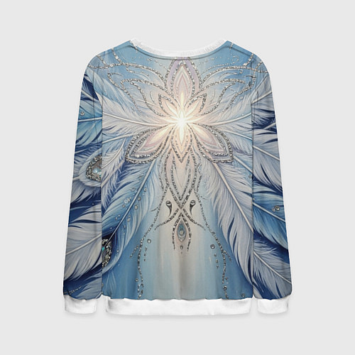 Мужской свитшот Ледяной перьевой орнамент со светом / 3D-Белый – фото 2
